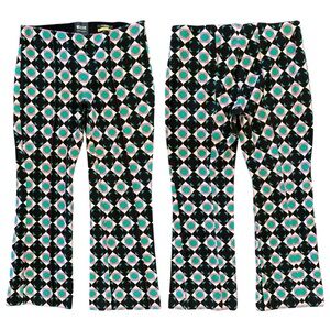 Anthropologie Maeve The Margot Green Pink Black Printed Pull On Cropped Pants XS